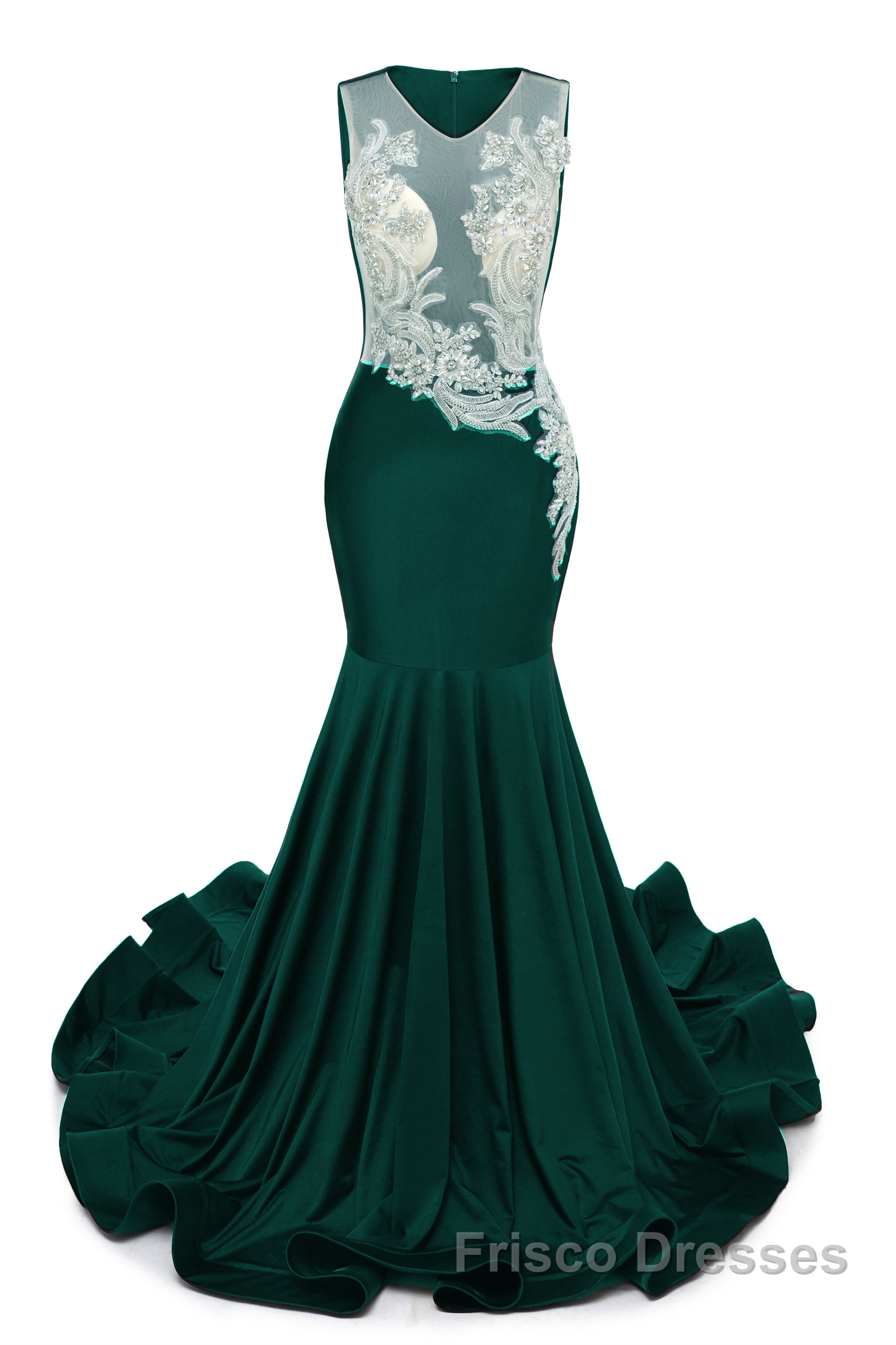 Portrait Trumpet Sweep Train Sleeveless Beading Evening Dresses