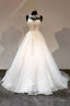 White Lace Long Prom Dresses, A-Line Formal Evening Dresses