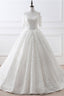 A-Line Lace Off the Shoulder White Lace Bridal Gown