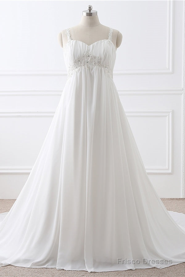 Simple Empire White Chiffon Long Wedding Dress Main image