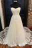 White Lace Tulle Strapless Long Bridal Gown
