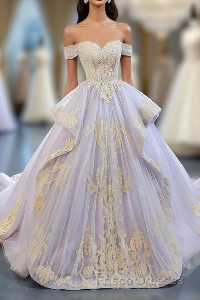 Purple Tulle Lace Long Formal Prom Gown Lace Tulle Long Evening Dress Main image
