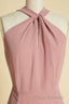 Dusty Pink Twist-Front Backless Long Formal Prom Dress