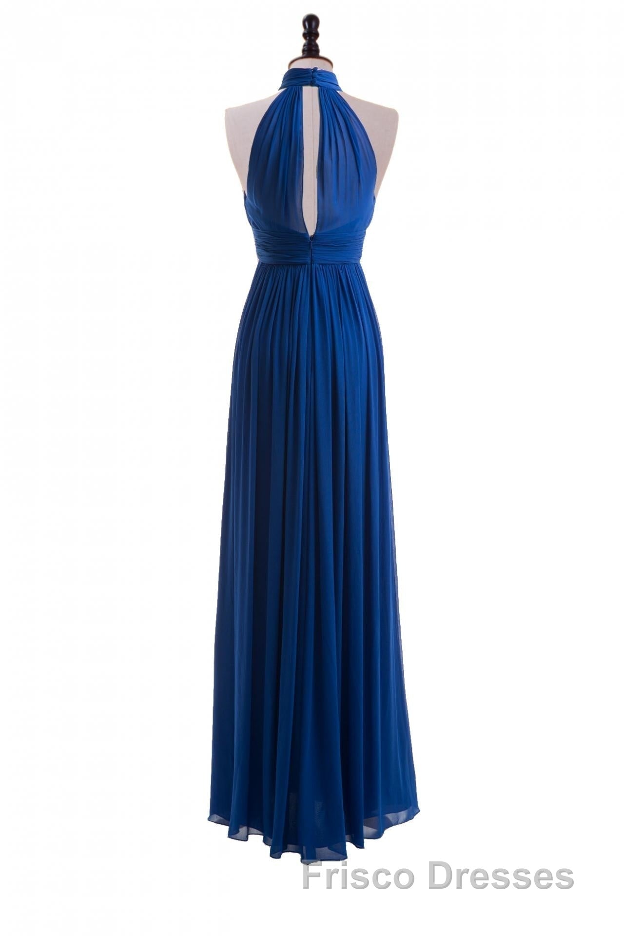 Royal Blue Chiffon Halter Keyhole Long Formal Prom Dress Secondary image