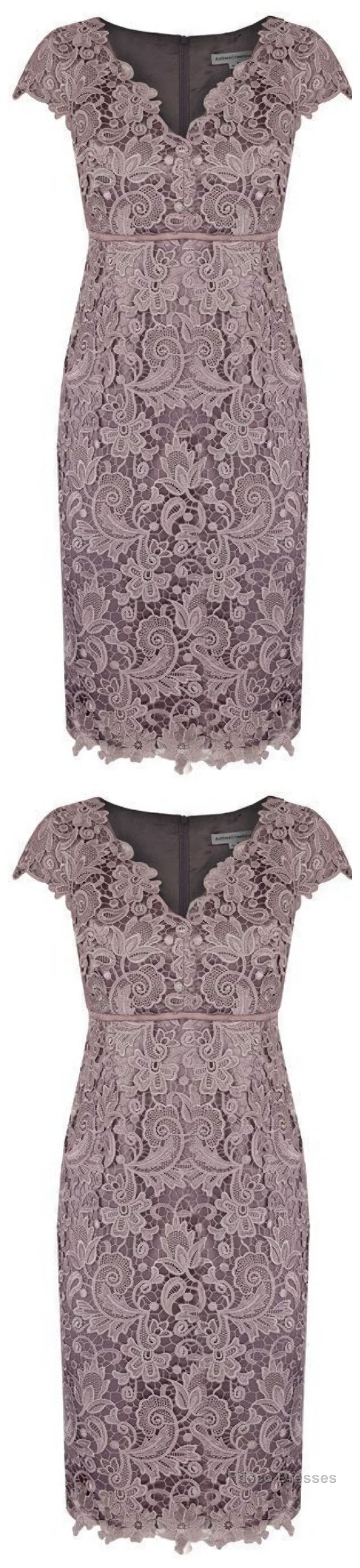 Sheath V Neck Cap Sleeves Lace Empire Mother Of The Bride Dress With Sash 6280 Main image