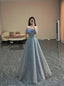 Luxurious Off The Shoulder A-line Evening Dress, Birthday Party Gown