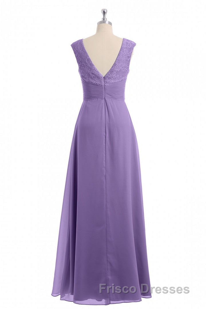 Lavender V-Neck Twist-Front A-Line Long Bridesmaid Dress Secondary image
