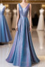 Unique Blue Sequin Long Formal Prom Dress, Blue Formal Prom Dress
