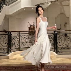 White Elegant Ruffles White Midi Dresses Summer New Evening Party Women Clothes Fashion Sundress Birthday Ladies Dresses