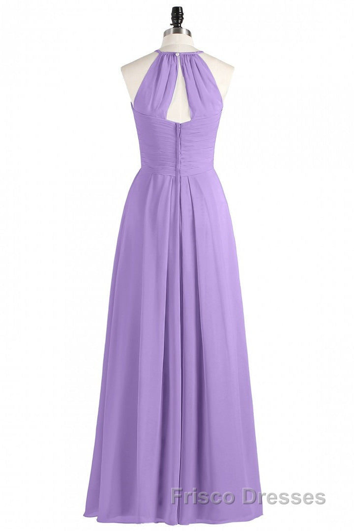 Sage Green Chiffon Halter Backless Long Bridesmaid Dress