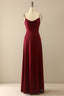 burgundy simple long bridesmaid prom dress