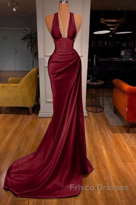 Halter V-Neck Mermaid Formal Prom Dress Elegant