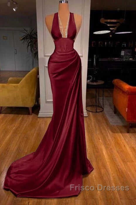 Halter V-Neck Mermaid Formal Prom Dress Elegant