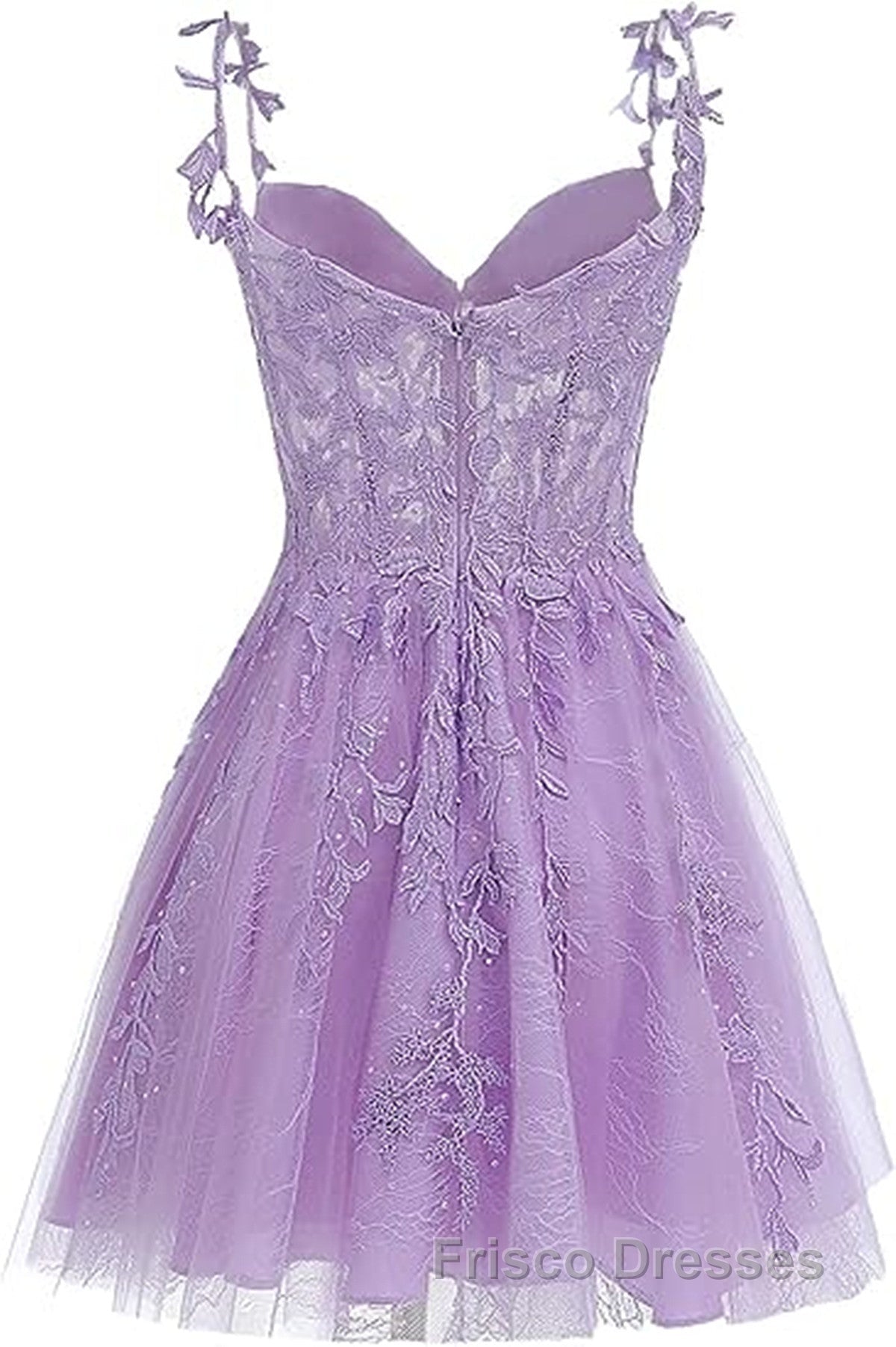 Lavender Tulle Lace Applique Homecoming Dress, Floral Tulle Short Formal Prom Dress