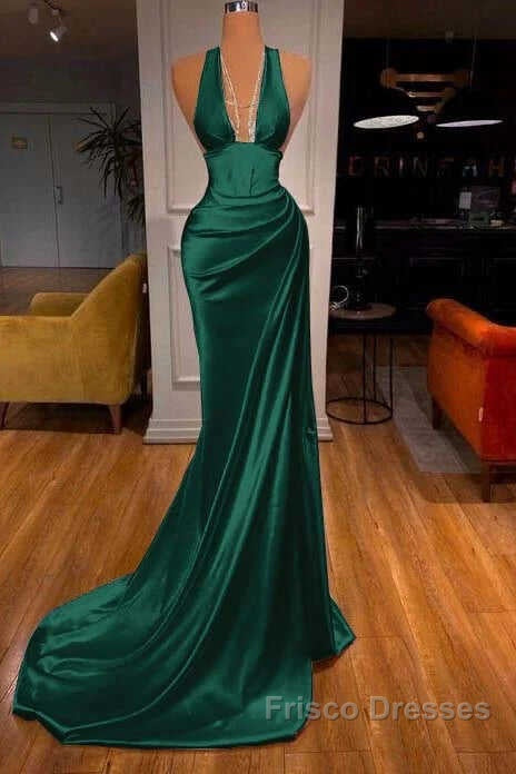 Halter V-Neck Mermaid Formal Prom Dress Elegant