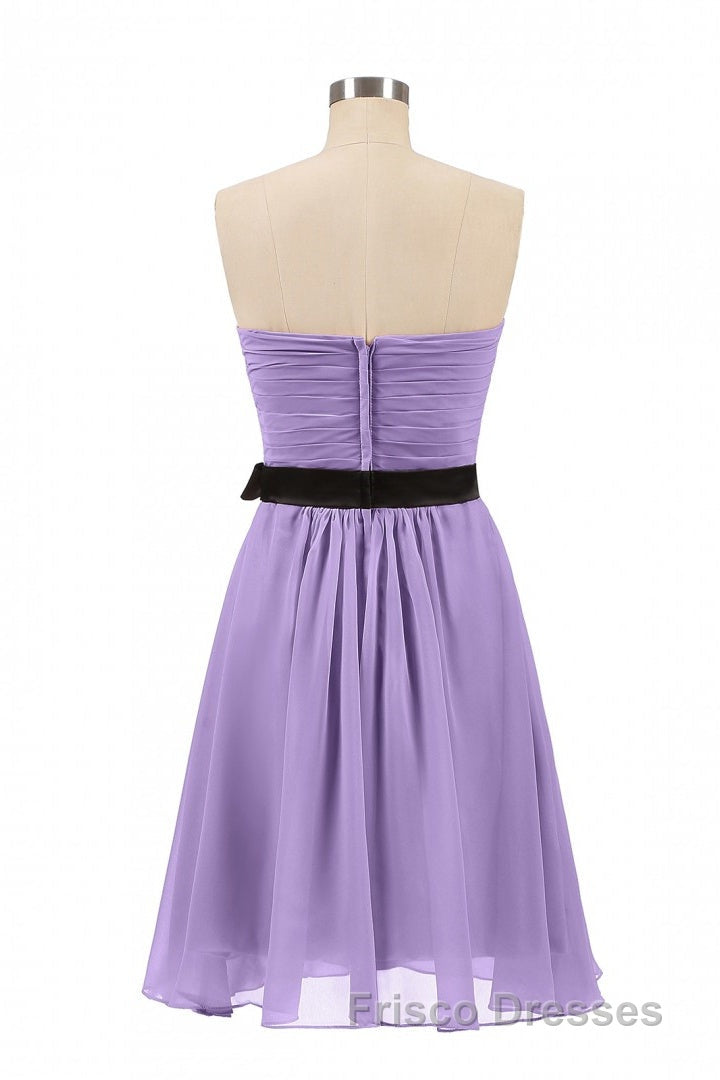 Lavender Strapless Tie-Side Short Bridesmaid Dress Secondary image