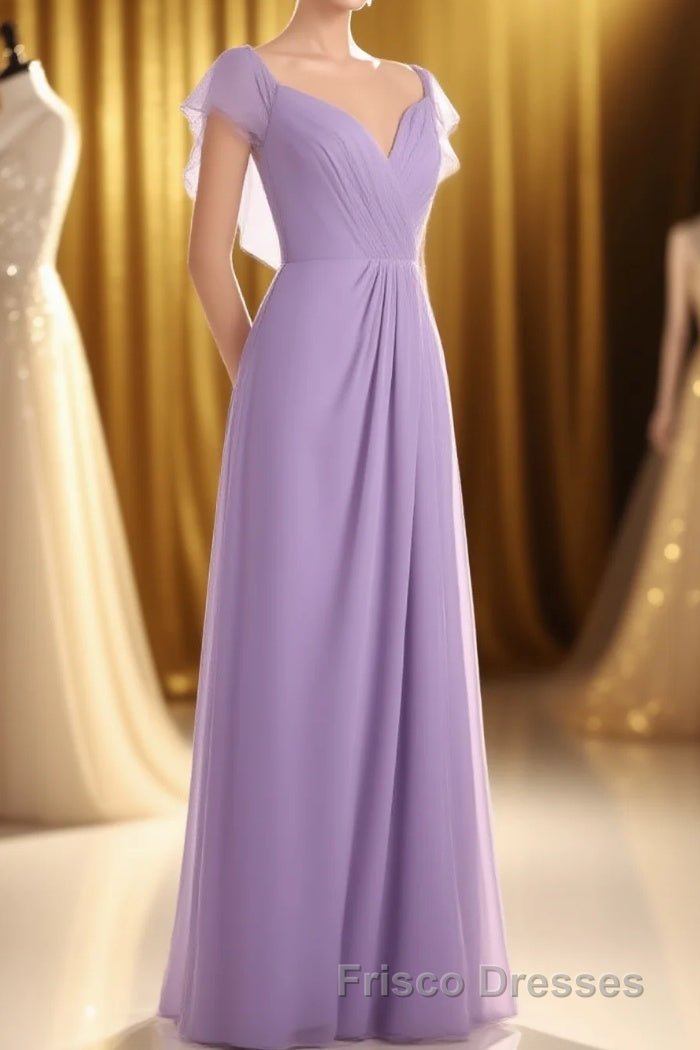 Lavender Sweetheart Ruffled A-Line Long Bridesmaid Dress Main image