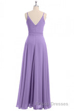 Lavender Spaghetti Straps Tie-Side Long Formal Prom Dress