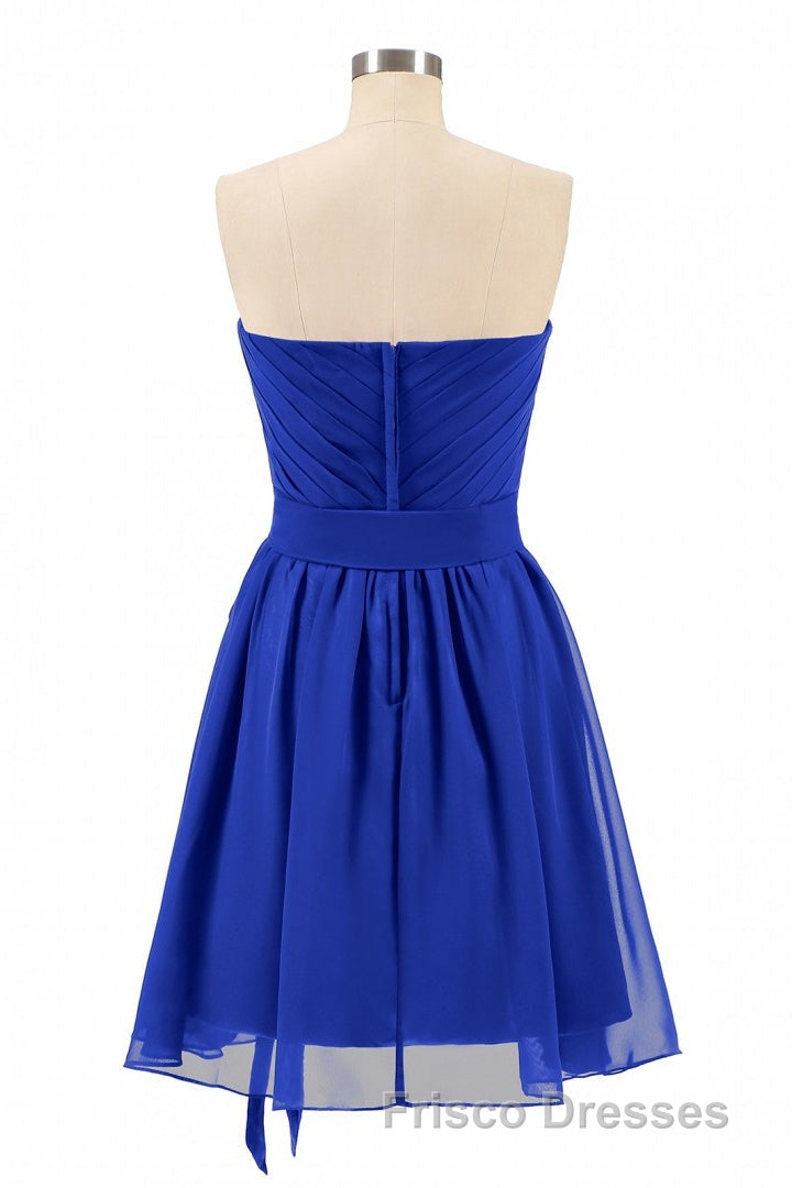 Royal Blue Sweetheart Tie-Side Short Bridesmaid Dress