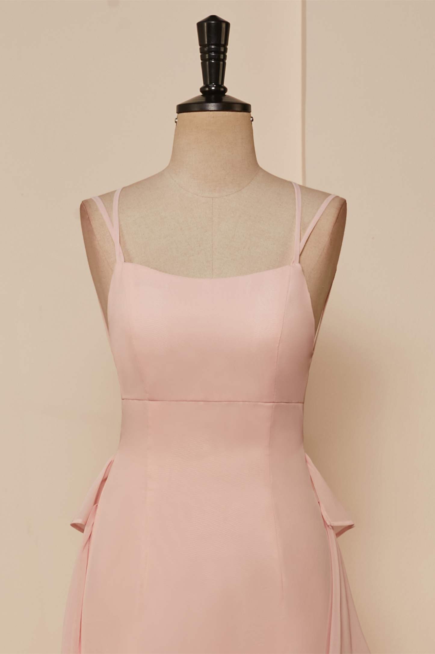 Pink Lace-Up Mermaid Layers Long Prom Dresses Main image