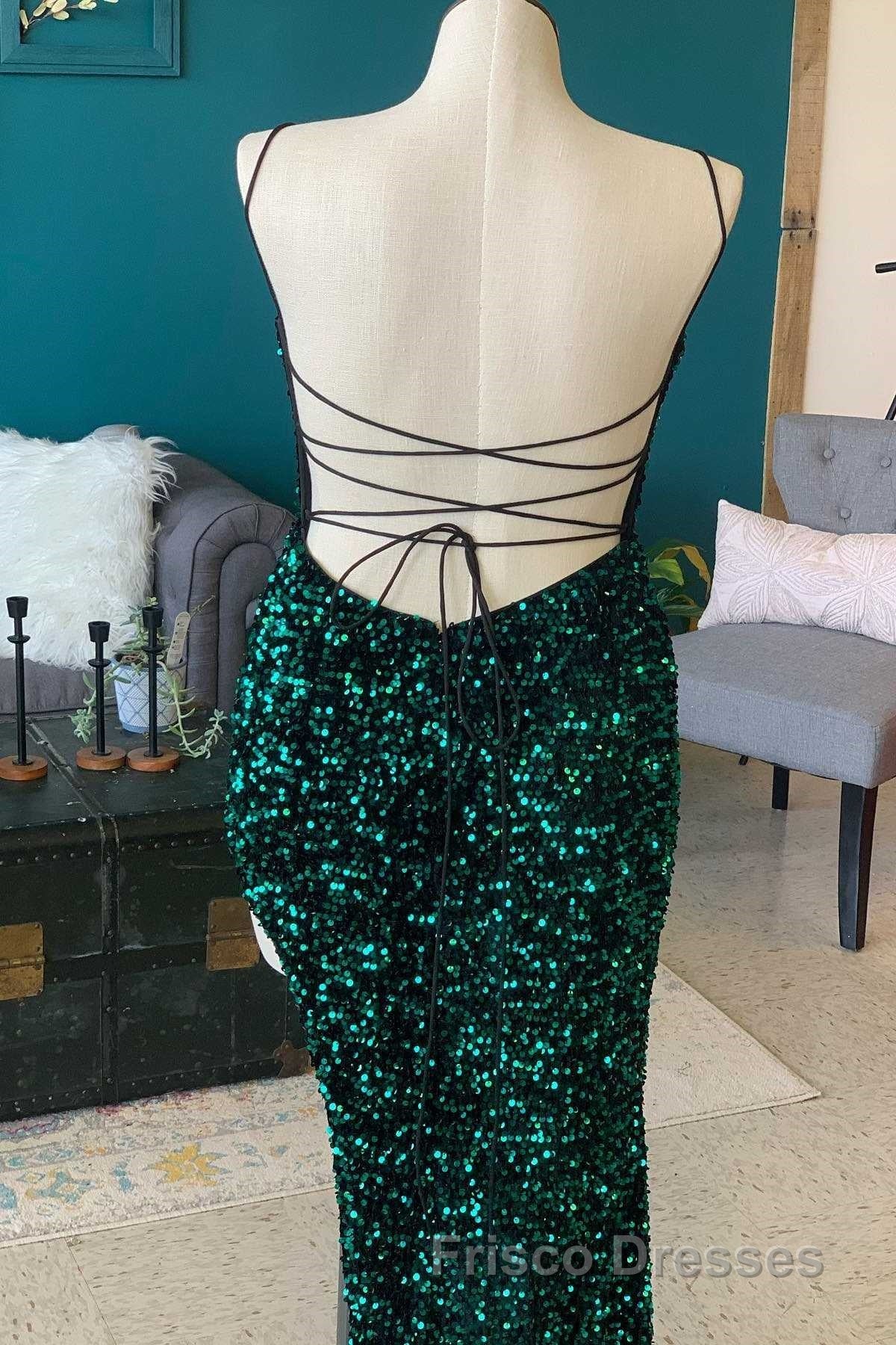 Red Sequin Cowl Neck Lace-Up Back High-Low Formal Prom Dress