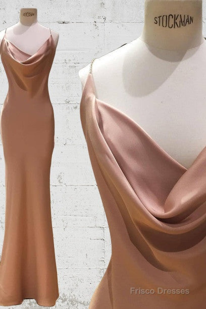 Cowl Neck Mermaid Champagne Floor Length Prom Dress Main image