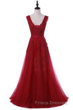 A-line Tulle Grey Long Formal Prom Dress