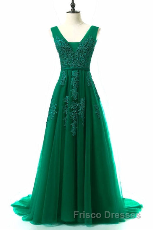 A-line Tulle Grey Long Formal Prom Dress