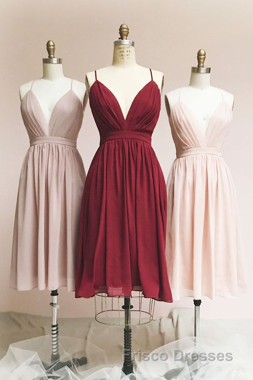 Short Pink Chiffon Homecoming Dress with Cross Back Secondary image