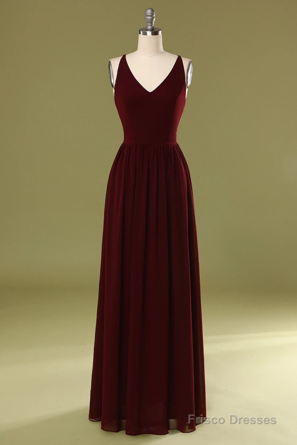 Sheath V Neck Burgundy Bridesmaid Dress with Lace Back Main image