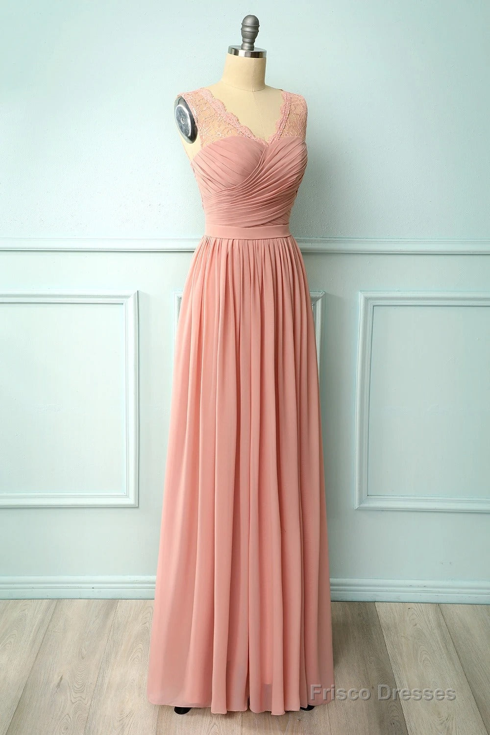 A-line Blush Pink Bridesmaid Dress with Lace Top Main image