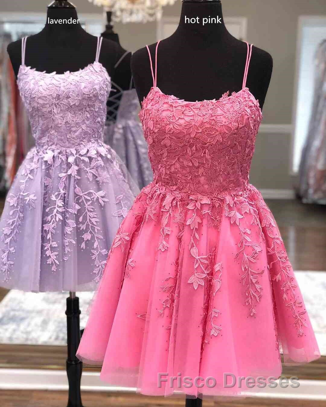 Straps Lace Applique Blue Homecoming Dress Secondary image