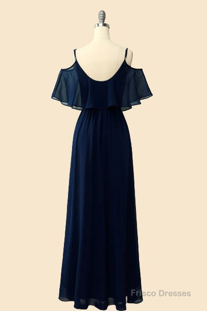 Off The Shoulder Navy Blue Long Bridesmaid Dress Secondary image