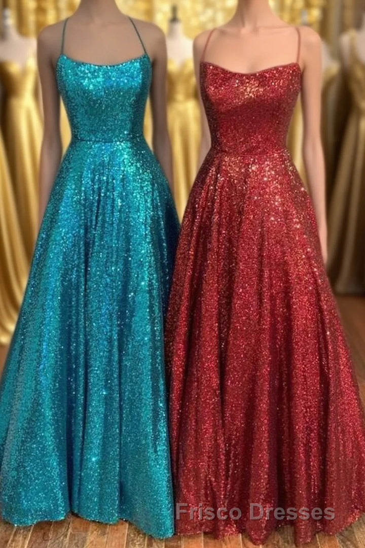 Princess A-line Sequins Long Formal Prom Dress Main image