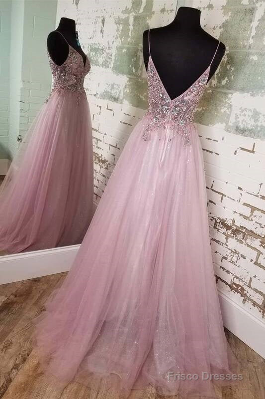 Straps A-line Blush Beaded Long Formal Dress Secondary image