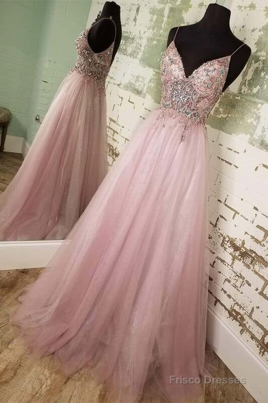 Straps A-line Blush Beaded Long Formal Dress Main image
