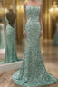 Mint Green Sparkly Chic Long Formal Prom Evening Dress Mermaid Formal Prom Dress