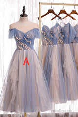 Elegant Tea Length Tulle Bridesmaid Dress