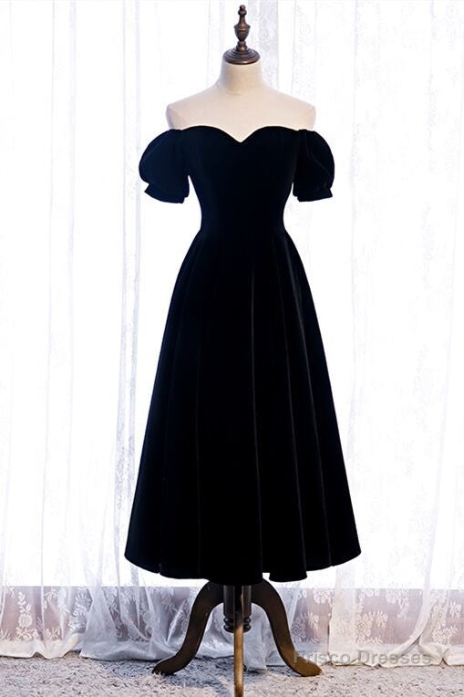 Off the Shoulder Black Velvet Party Dress Secondary image
