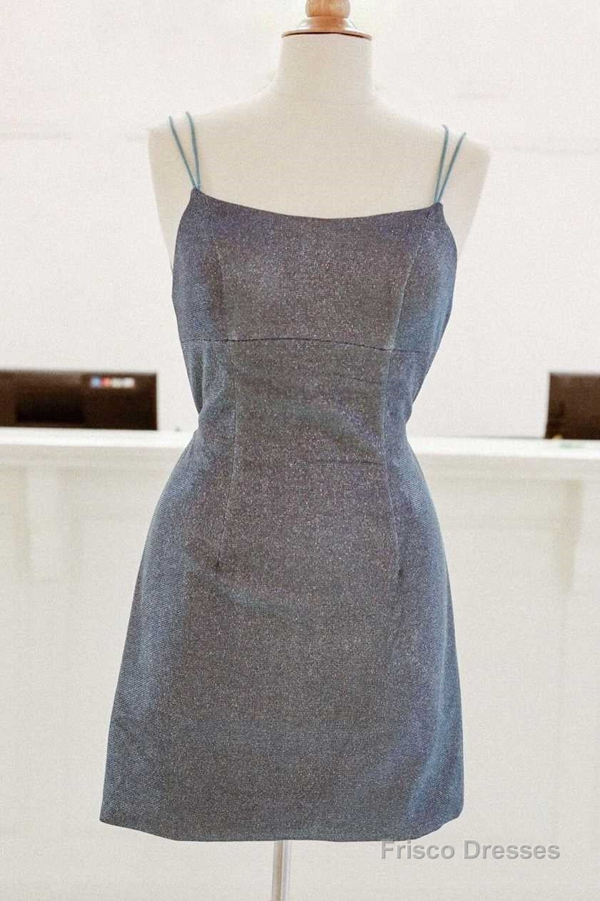 Tight Blue Short Homecoming Dress with Lace Up Back Main image