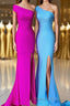 One Shoulder Mermaid Slit Long Formal Prom Dress