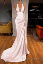 Halter V-Neck Mermaid Formal Prom Dress Elegant