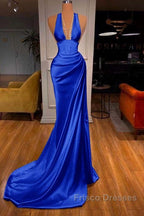 Halter V-Neck Mermaid Formal Prom Dress Elegant