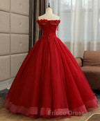 Burgundy Tulle Lace Long Formal Prom Gown Burgundy Tulle Lace Formal Prom Dress