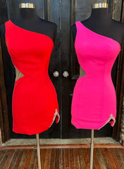One-Shoulder Beaded Cutout Short Party Dress