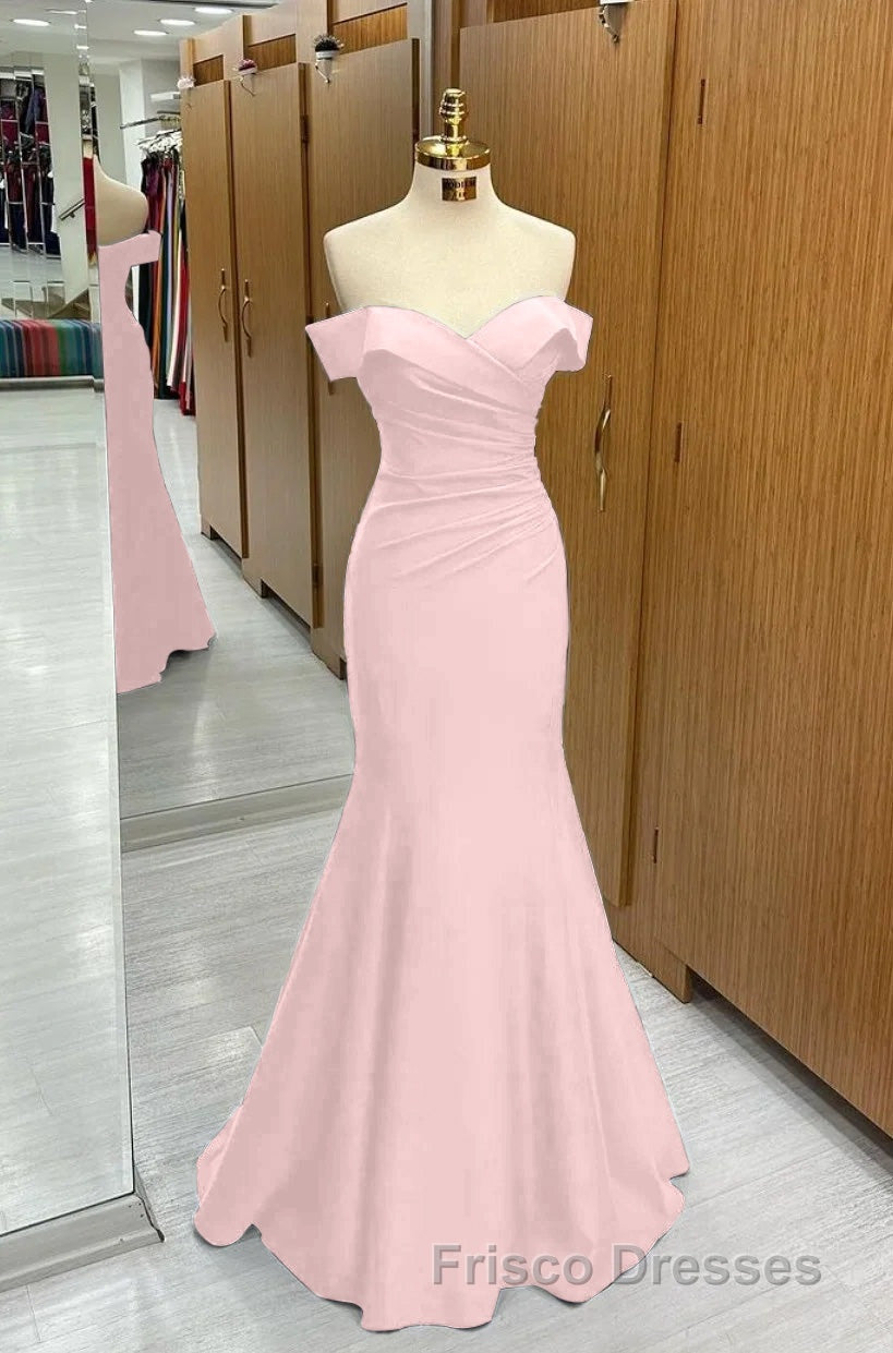 Long Navy Formal Prom Dress Mermaid Off-the-Shoulder Sweetheart Sleeveless