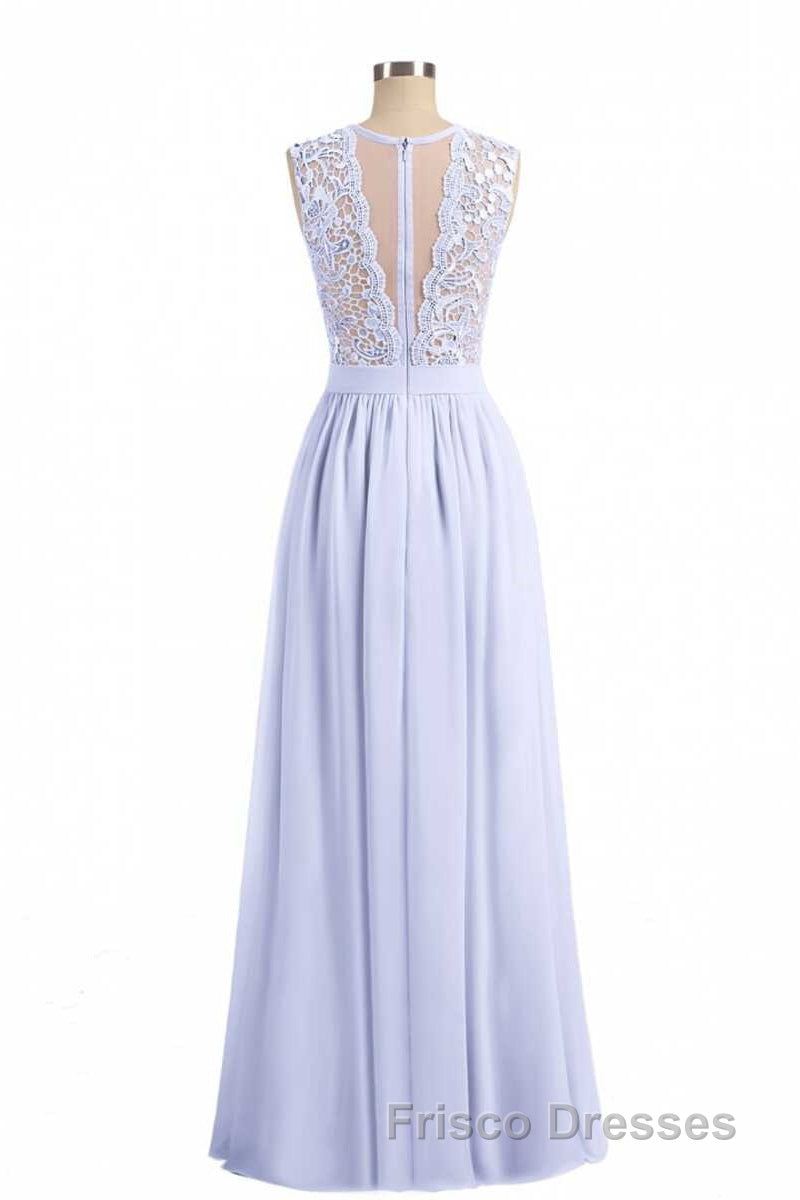 Lavender Lace Crew Neck A-Line Bridesmaid Dress