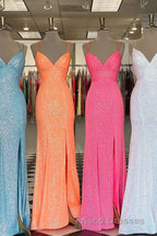 Stunning Straps Sequined Mermaid Long Formal Prom Dress