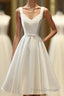 Simple V Neck White Short Formal Prom Dress, White Homecoming Dress