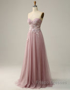 A-Line Sweetheart Neckline Long Formal Prom Dress With Appliques